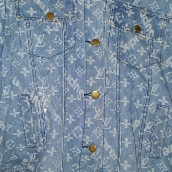 Louis Vuitton Blue Denim Jacket with Gold Accents